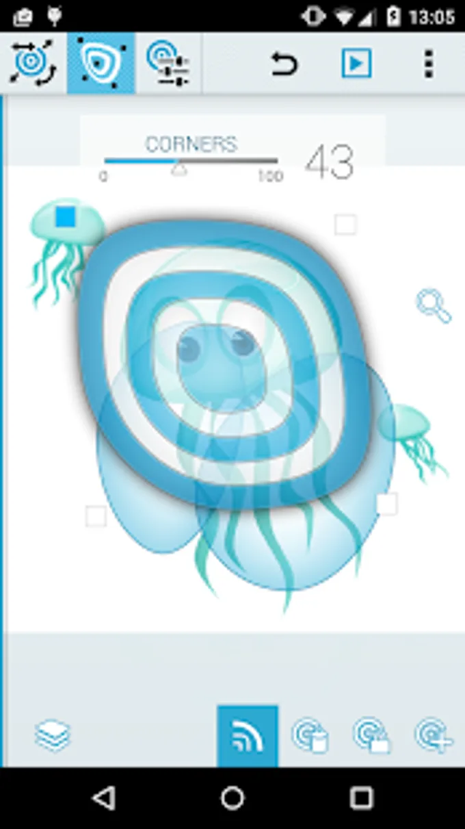 AndWobble app showing a photo with interactive wobbling effects applied