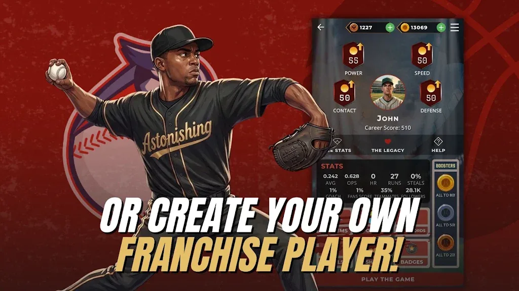 Astonishing Baseball Manager MOD APK gameplay on Android showing team management