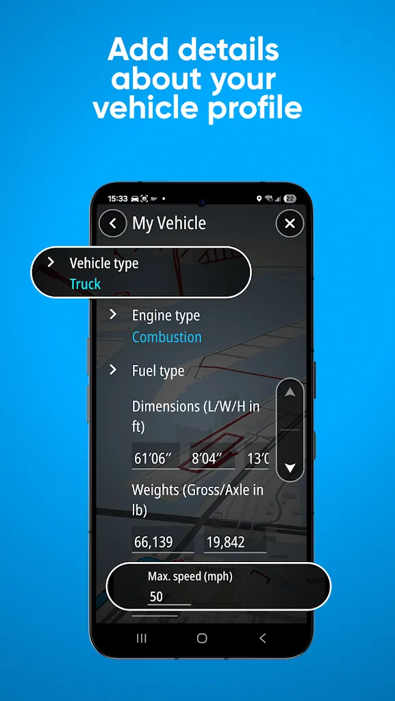 TomTom GO Navigation MOD APK showing offline map navigation with live traffic